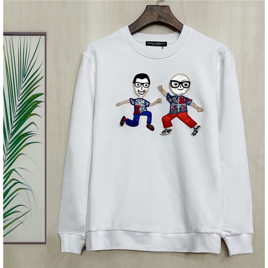 Áo sweater tay dài cổ tròn thêu hình nhân vật Zhang Zi D0LCE&GABBA mùa thu / mùa thu 2021 cho nam