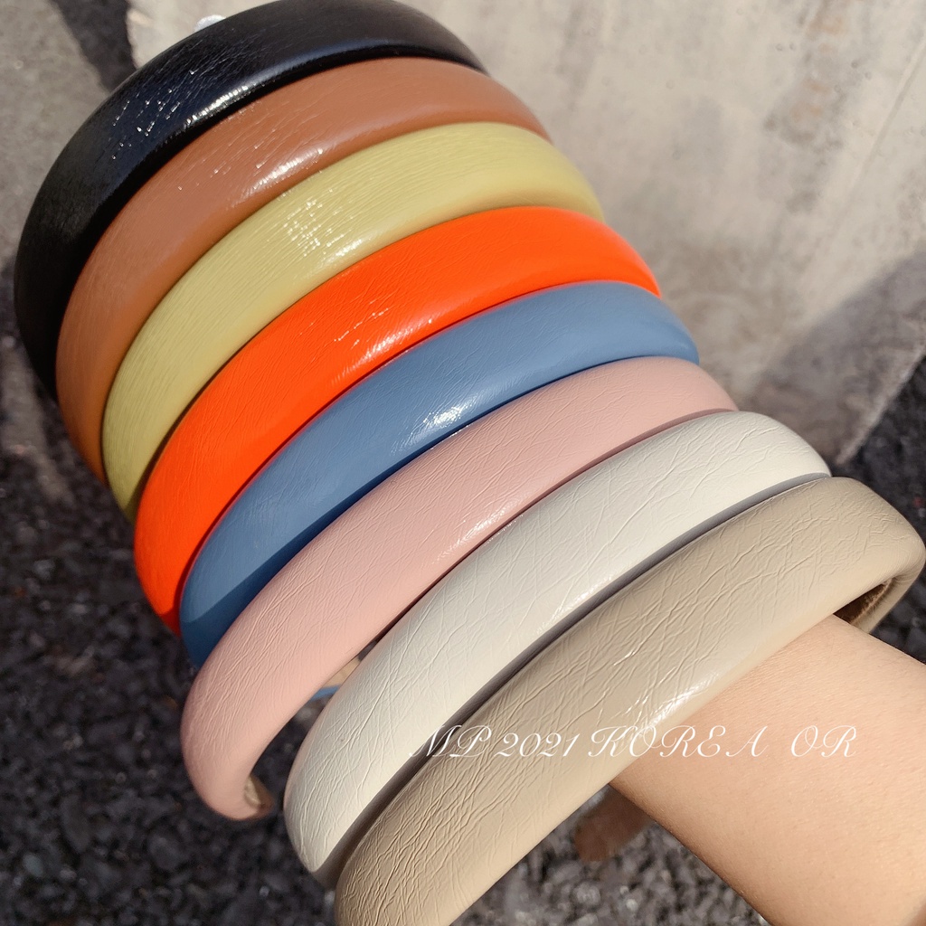 Băng đô vải da mỏng màu kẹo đơn giản thời trang dành cho nữ