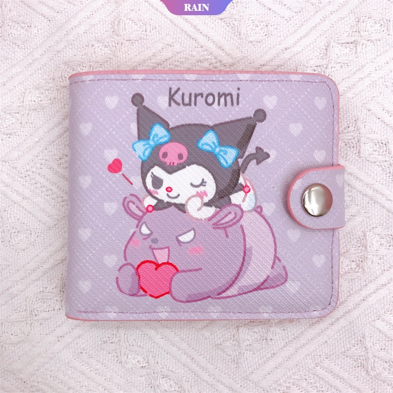 Ví Da Pu 2022 Gập Đôi In Hình Hoạt Hình Sanrio Kuromi Có Khóa Từ Tính Làm Quà Tặng Cho Nữ [Dùng Nổ]