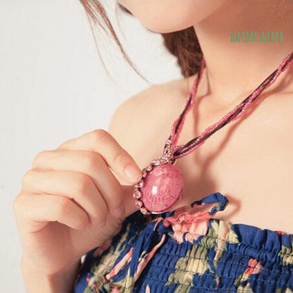 Vòng cổ Mặt Tròn Hình Chim Công Đính Đá Opal Nhân Tạo Phong Cách Bohemian