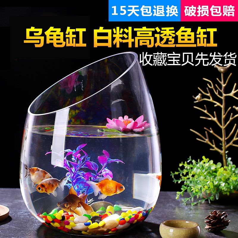 Bể Cá Thủy Tinh Trong Suốt Hình Tròn Cỡ Lớn Sáng Tạo Trang Trí Phòng Khách / Văn Phòng