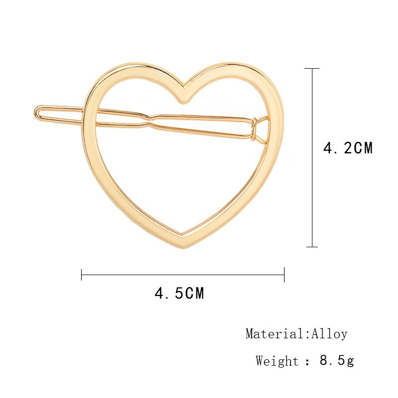 Kẹp Tóc Hình Trái Tim Màu Vàng Bạc Thiết Kế Đơn Giản Sáng Tạo