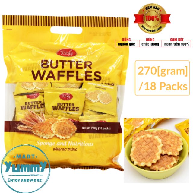 Bánh bơ trứng Butter Waffles Richy 270 gram (18 packs) - Bánh Butter Waffles Richy 270 gram