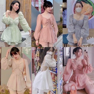 SET ÁO RÚT NGỰC KHOÉT EO KÈM SHORT