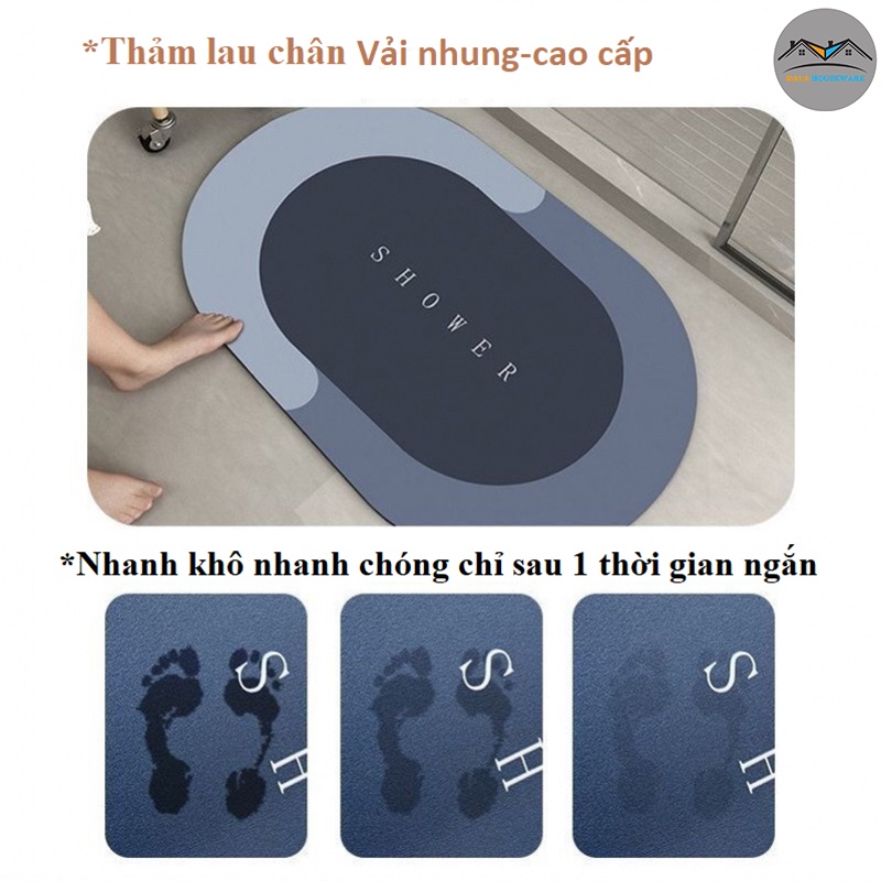 Thảm Lau Chân Siêu Mềm Siêu Dày Êm Ái, Siêu Thấm Nước Chất Liệu Chống Trượt