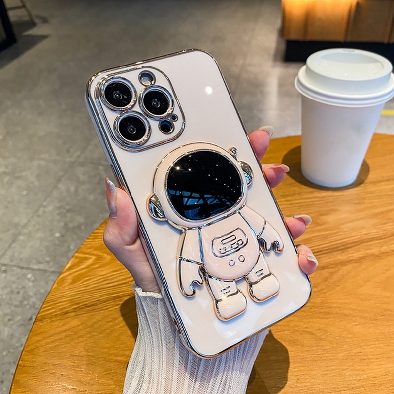 Ốp Điện Thoại Mềm Chống Sốc Có Giá Đỡ Hình Phi Hành Gia Cho iPhone 14 13 12 11 Pro Max XS XR X 8 7 Plus + SE 2020