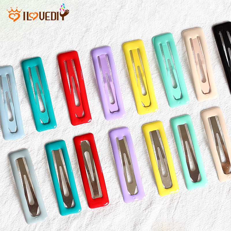 20 kẹp tóc kim loại hình vuông màu kẹo ngọt