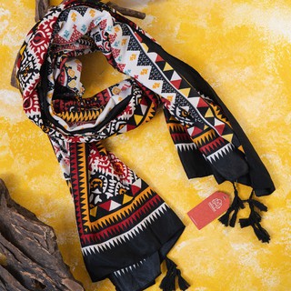 KHĂN CHOÀNG THỔ CẨM Ô VUÔNG ĐEN