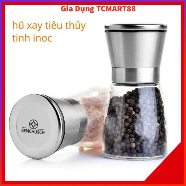 Hũ xay tiêu thủy tinh, nắp inox tiện lợi, dung tích 180mL - M126