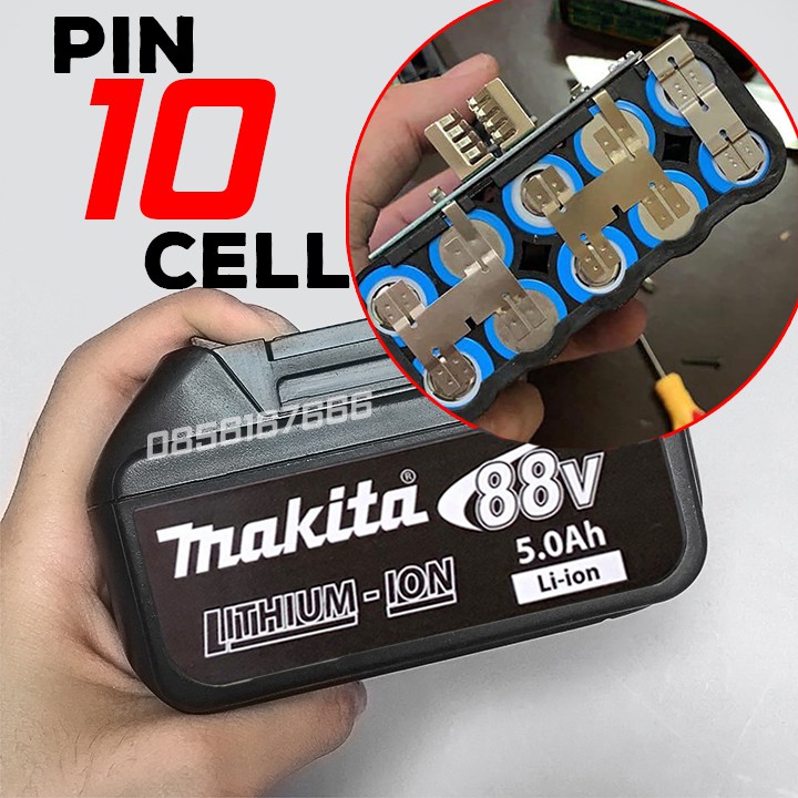 Máy siết bulong Makita 88V 420NM – Tặng Bộ 5 Đầu Khẩu – Không Chổi Than - Pin khủng 10 Cell - Kèm theo 2 Pin