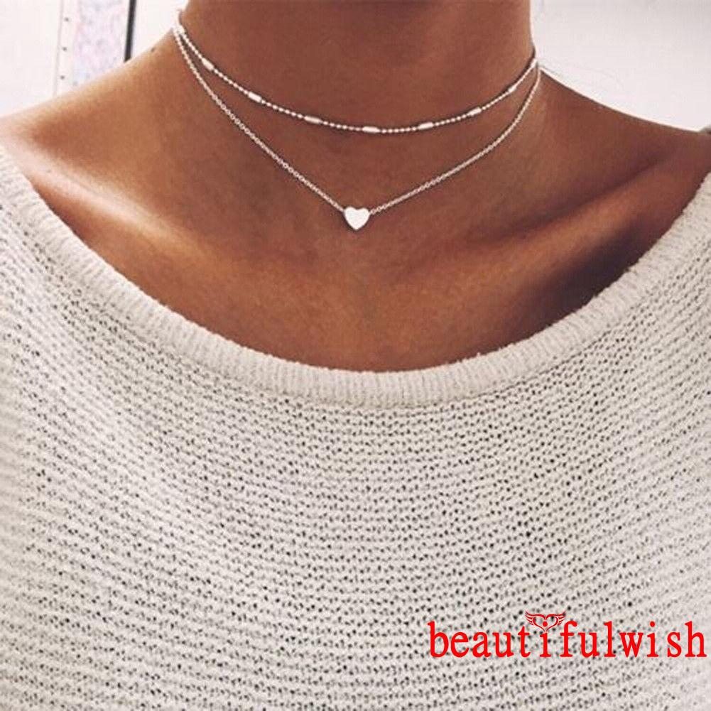 Vòng Cổ Choker Bạc Phối Mặt Hình Trái Tim Mạ Vàng Dành Cho Nữ