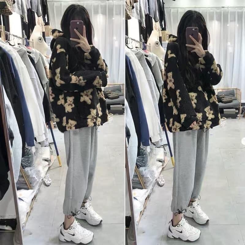 [Giá Sốc] Áo Khoác Có Mũ Lông Gấu Đáng Yêu, Áo Nỉ Lông Túi Bên Có Ảnh Thật Kèm Video | BigBuy360 - bigbuy360.vn