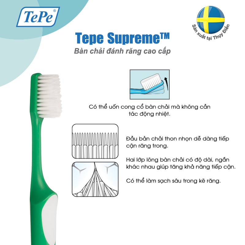 Bàn chải đánh răng mềm Tepe Supreme