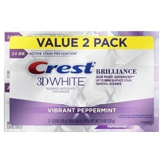 2 Tuýp Kem Đánh Răng Crest 3d White Brilliance Vibrant Peppermint Teeth Whitening