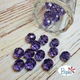 10 viên pha lê Tiệp tròn 8mm tím đậm