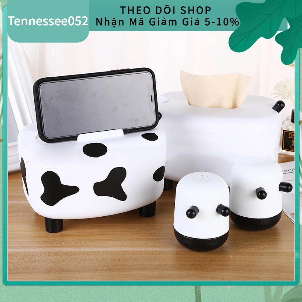 Tennessee052 Hộp đựng khăn giấy hình con bê Đa chức năng Hút từ tính Phim hoạt động vật để bàn trang trí nội thất