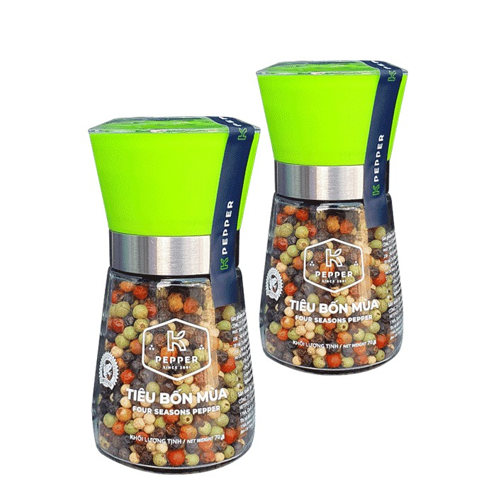 Hạt tiêu bốn mùa tặng kèm cối xay tiêu cầm tay K Pepper 70G