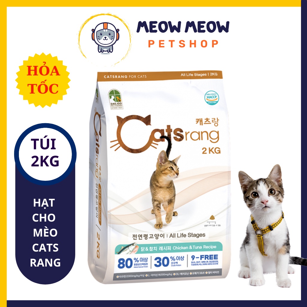 Hạt cho mèo Catsrang cho mèo lớn | Túi 2KG | Thức ăn cho mèo trên 3 tháng tuổi.
