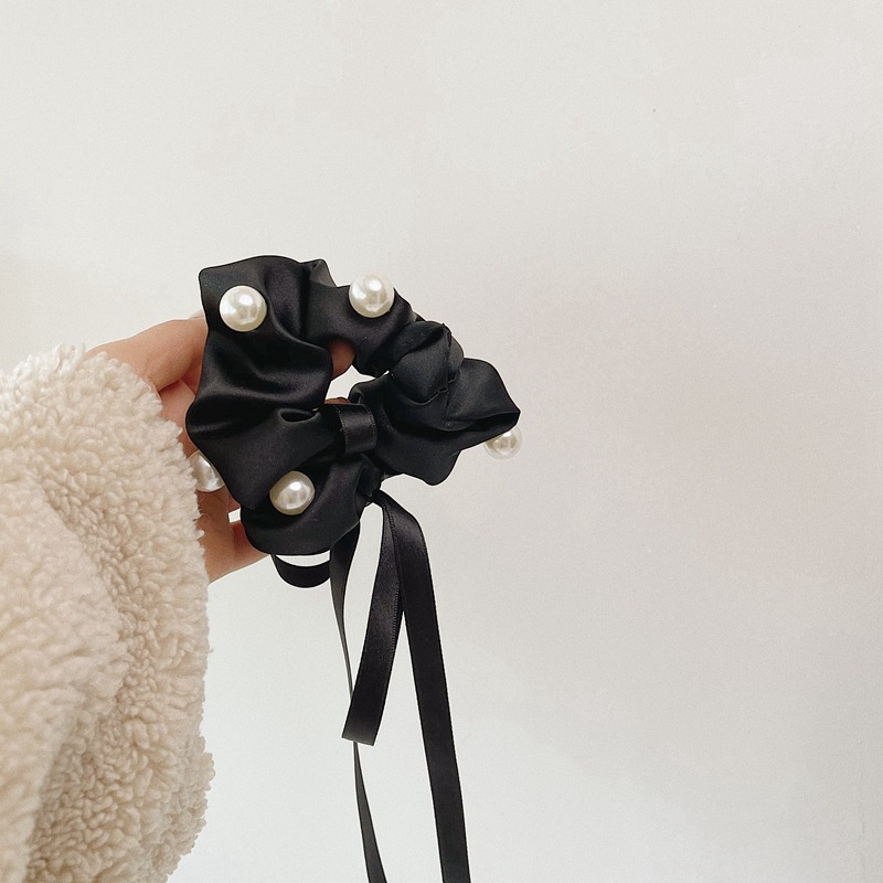 Đồ cột tóc scunchies màu đen phong cách Hàn Quốc