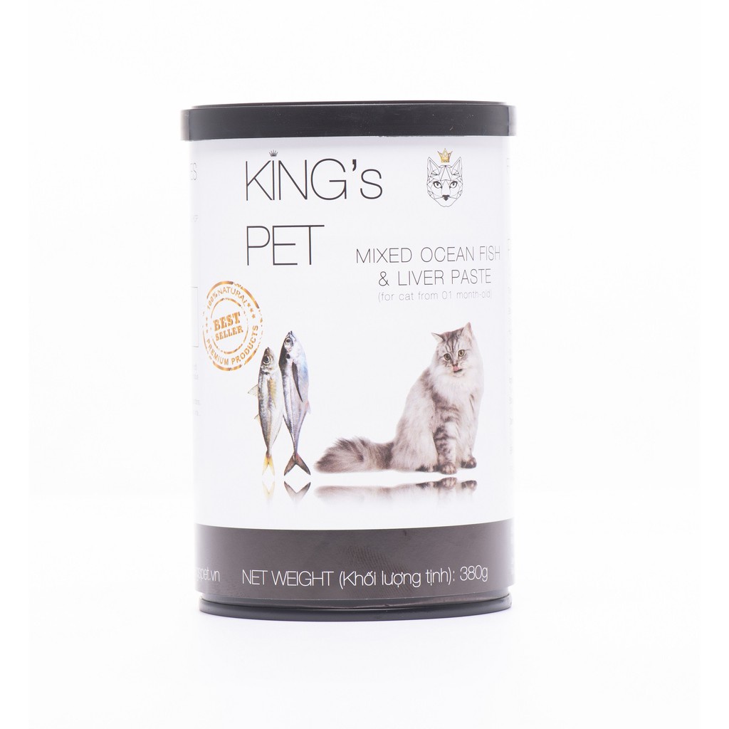 Pate lon King's Pet cho Chó Mèo 380g vị Gà - Cá Nục - Cá Hồi