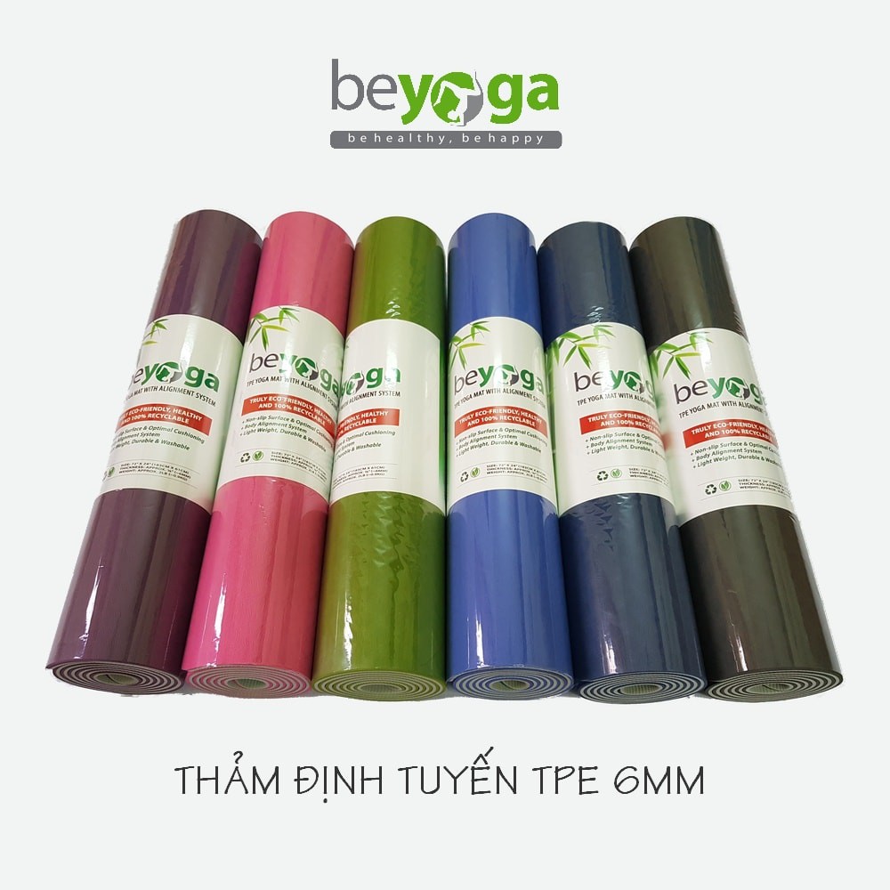 Thảm yoga định tuyến beYoga ( ibox để chọn màu) - Tặng 1 dây thảm thời trang cùng màu