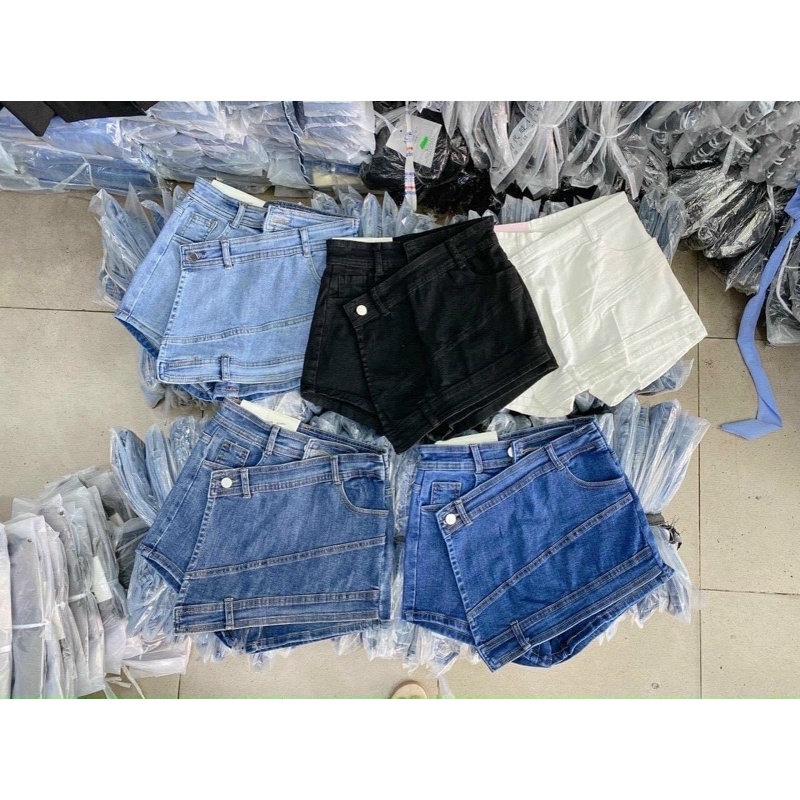 Chân váy bò kiểu❣️Quần giả váy bò co giãn cúc lệch | BigBuy360 - bigbuy360.vn