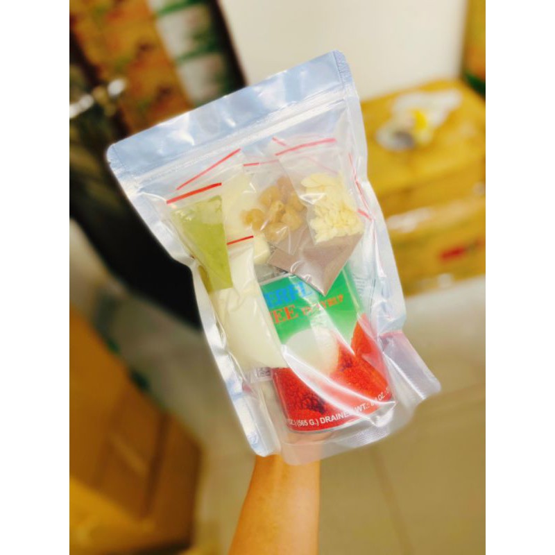 Set nguyên liệu nấu chè khúc bạch có kèm lon vải siêu to