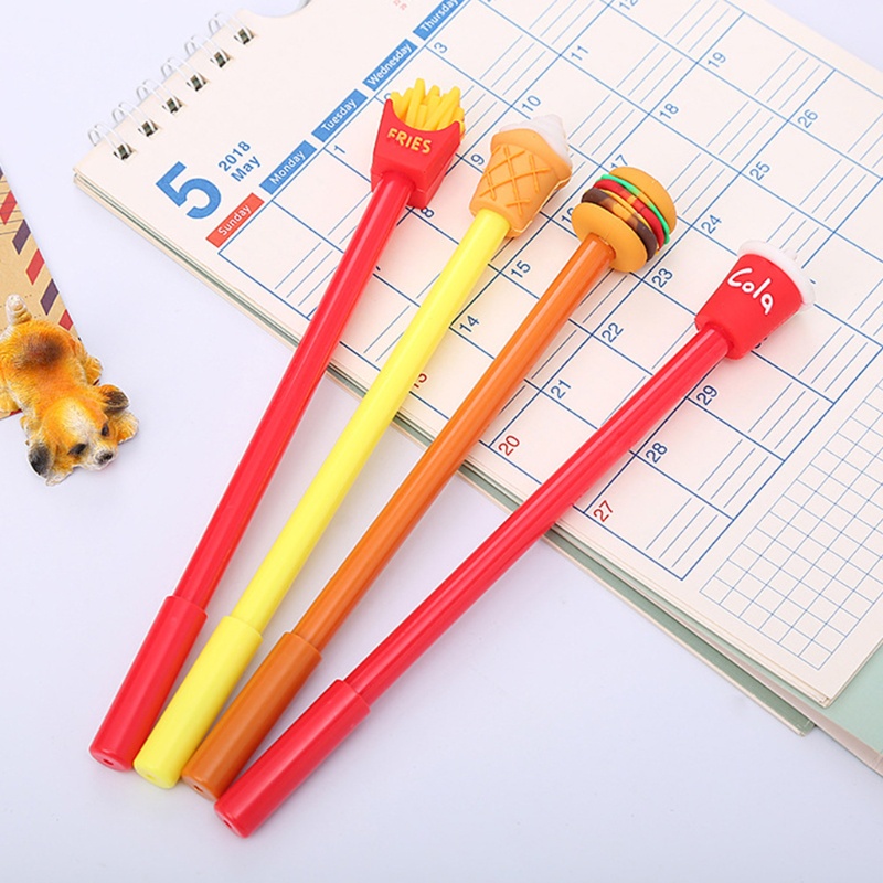 Set 4 Bút Mực Gel Màu Đen Có Thể Bơm Mực Được Phong Cách Hoạt Hình Xinh Xắn