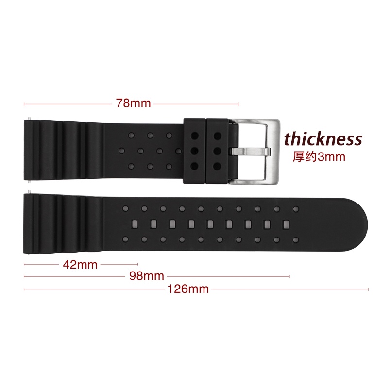 Dây Cao Su Tháo Lắp Nhanh 20mm 22mm 24mm Cho Đồng Hồ Seiko Casio Huawei gt2 Galaxy 3