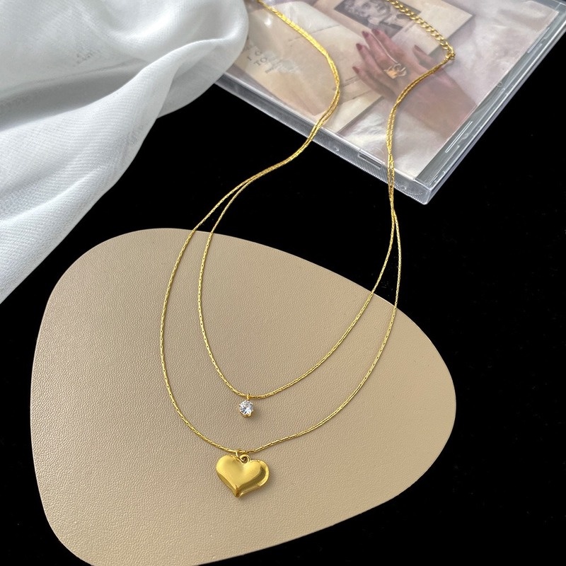 Dây Chuyền Mạ Vàng 18K Mặt Hình Trái Tim Phong Cách Âu Mỹ Thời Trang Cho Nữ