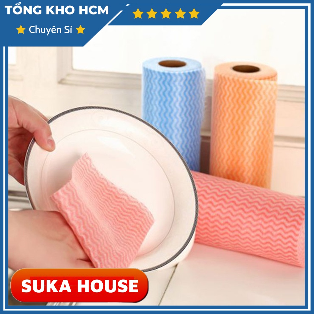 Cuộn Khăn Lau Nhà Bếp 50 Miếng Vải Không Dệt SUKAHOUSE H220