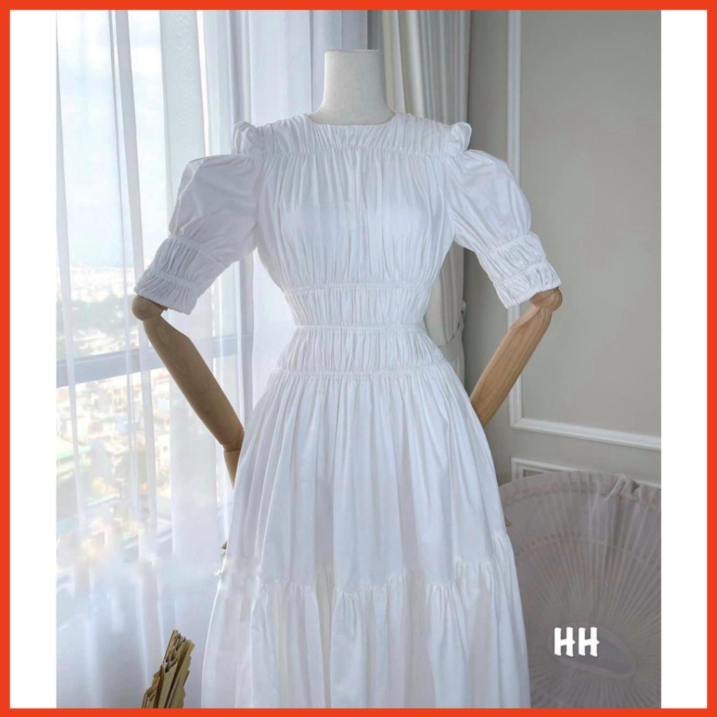Sale  Váy Nữ Đẹp 🔥FREESHIP🔥 Đầm Nữ Dáng Dài,Váy Maxi Thô Nhún Ngực Tay Phồng Sang Chảnh  siêu si