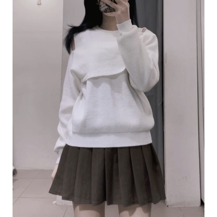 Áo len vạt chéo