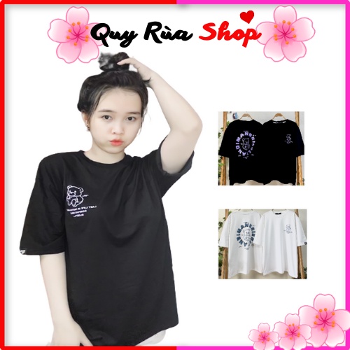 Áo thun tay lỡ nam nữ, áo phông form rộng Unisex sản xuất tại xưởng Việt Nam, áo in hình Con Gấu trước ngực