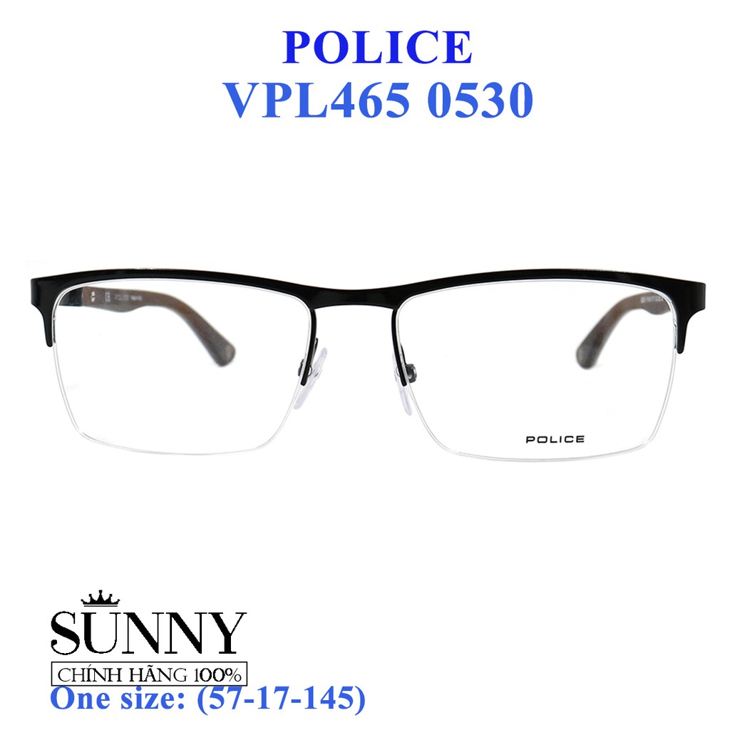 Gọng kính thời trang chính hãng Police VPL465 0530 (57-17-145), thiết kế dễ đeo bảo vệ mắt