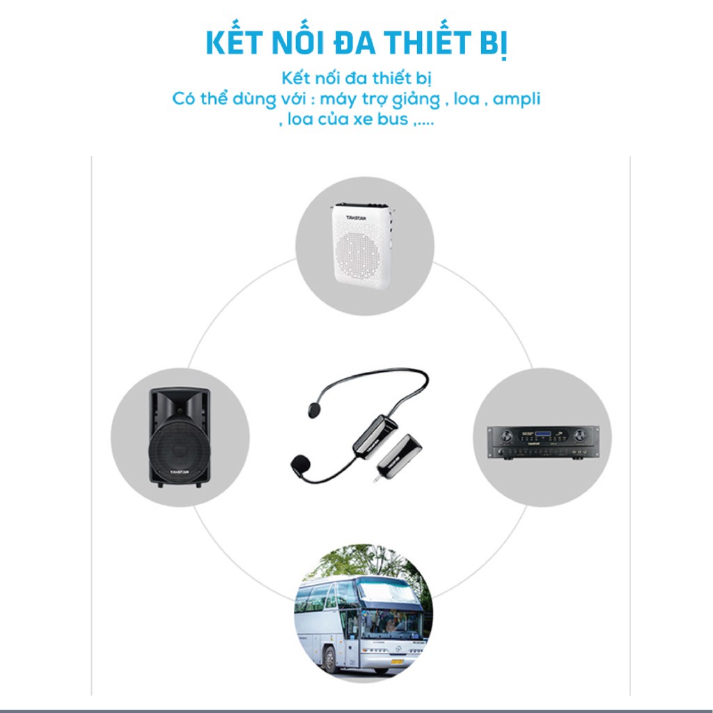 Micro không dây đeo tai TakStar HM 200W. Míc gài tai không dây trợ giảng HM-200W, Míc cài đầu