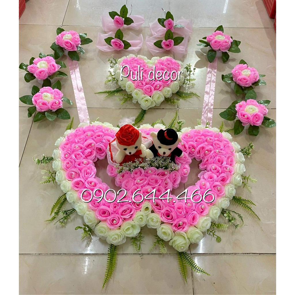 HOA XE CƯỚI - BỘ HOA TRANG TRÍ XE CƯỚI - BÔNG GẮN XE ĐÁM CƯỚI CÓ NAM CHÂM