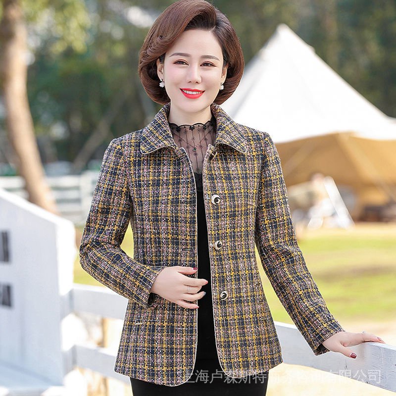 Áo Khoác Vest Dáng Ngắn Phong Cách Phương Tây Thời Trang Mùa Thu Cho Phụ Nữ Trung Niên 40-50 Tuổi
