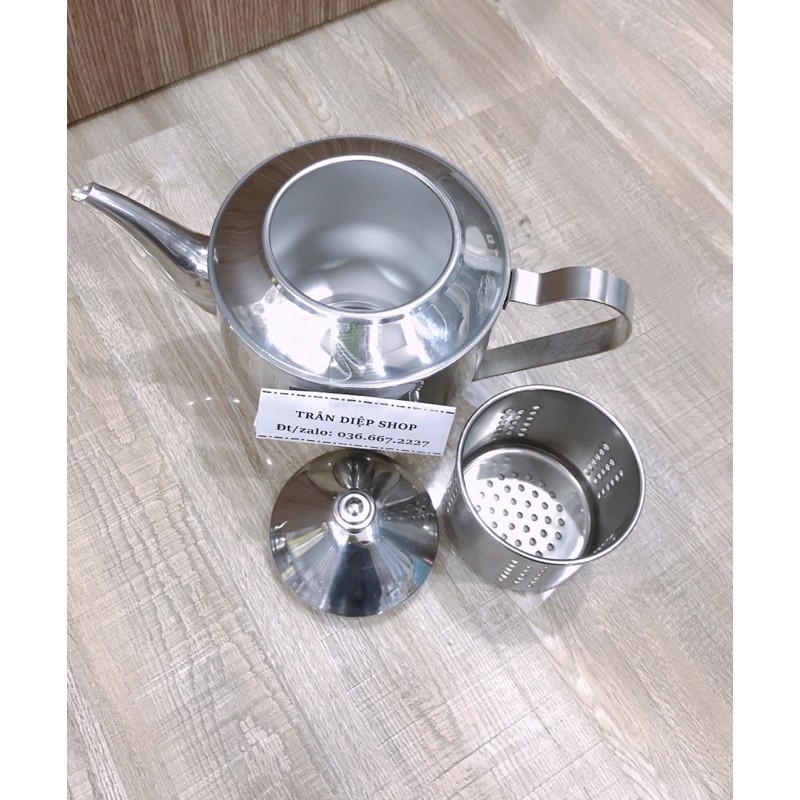 Ấm inox pha trà (có lưới lược)