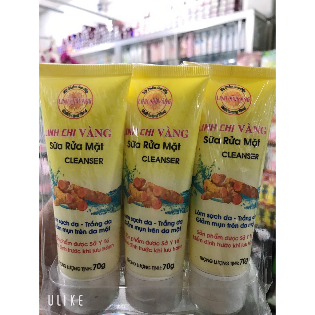 Sữa rửa mặt cleanser nghệ linh chi vàng làm sạch da - trắng da-giảm mụn trên da mặt 70g