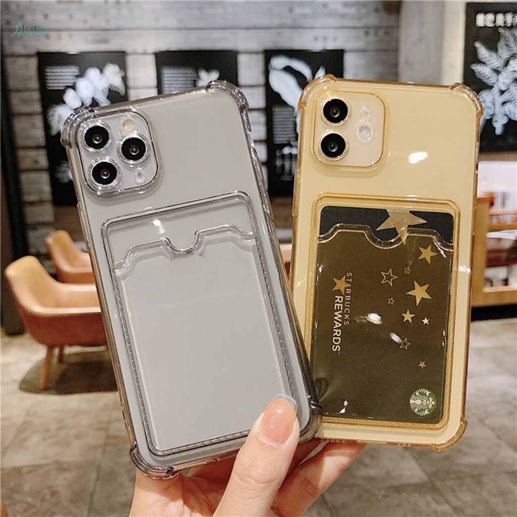 Ốp Điện Thoại Trong Suốt Có Ngăn Đựng Thẻ Thời Trang Chống Sốc Cho iPhone 11 12 Pro Max Xs X Xr 7 8 Plus 12 Se 2020