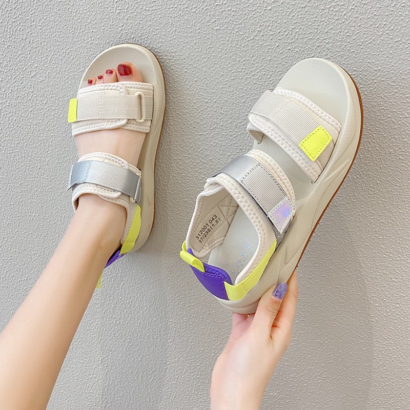 Sandal nữ 2 quai ngang phong cách Hàn Quốc- 3 màu đen kem trắng