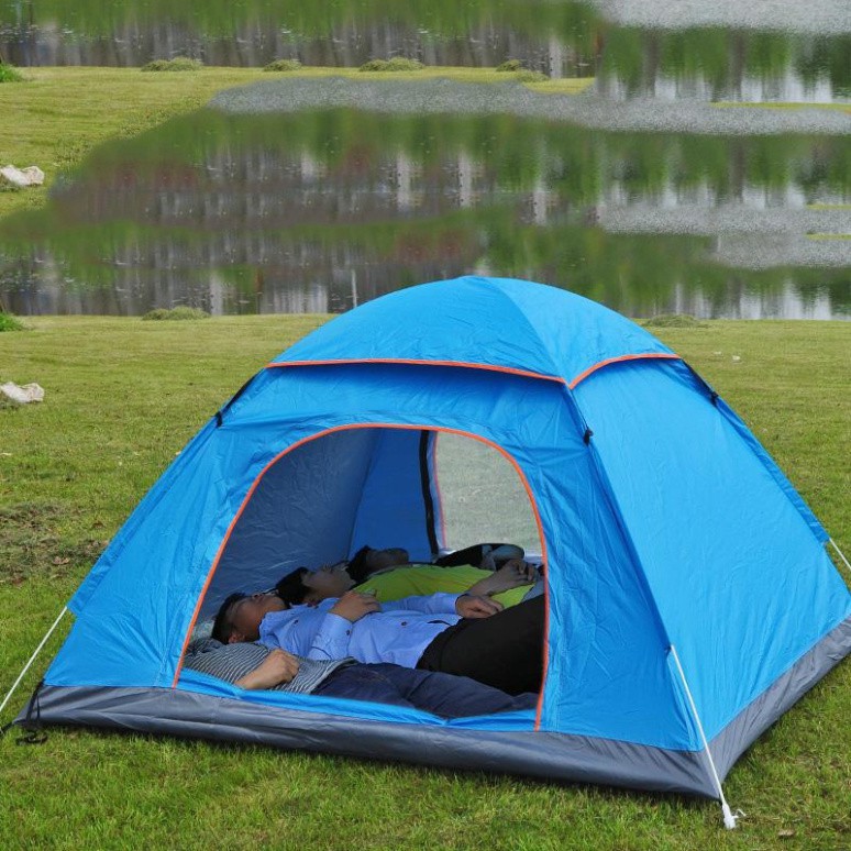Lều cắm trại lều dã ngoại tự bung 4-5 người 2 cửa 2 lớp thông thoáng, chống nắng, chống nước tia tử ngoại
