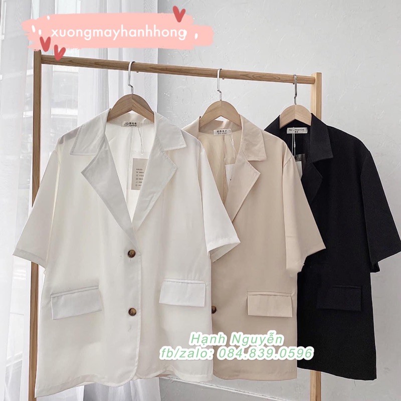 Áo Blazer tay lỡ 1 lớp, Áo Blazer 2 cúc túi nắp Hàn Quốc - Xưởng May Hạnh Hồng