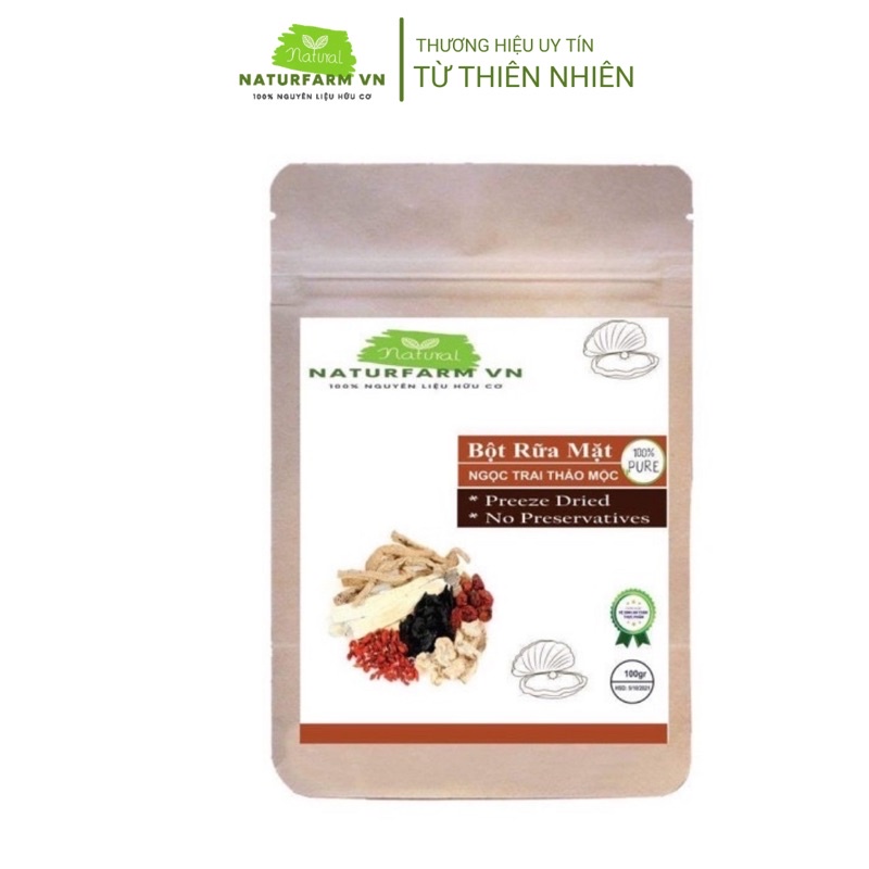 100gr Bột rữa mặt ngọc trai thảo mộc Organic - bột thiên nhiên handmade