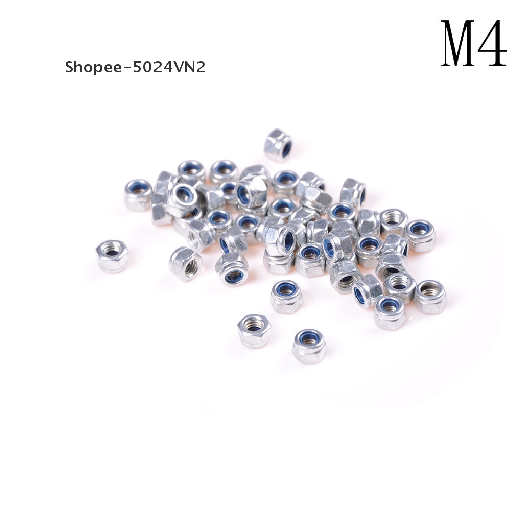Set 50 Đai Ốc Tự Khóa DIN985 M3 M4 M5 M6 Mạ Kẽm Đa Dụng Chất Lượng Cao