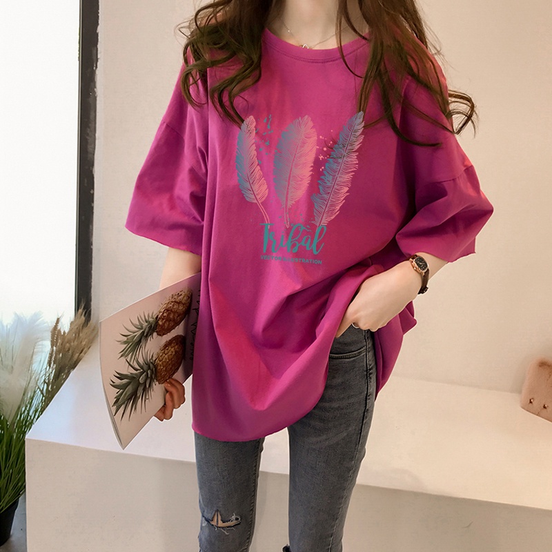 NRVP Áo Thun Cotton Tay Ngắn Dáng Rộng In Hình Bướm Màu Xanh Bơ Thời Trang Mùa Hè Cho Nữ