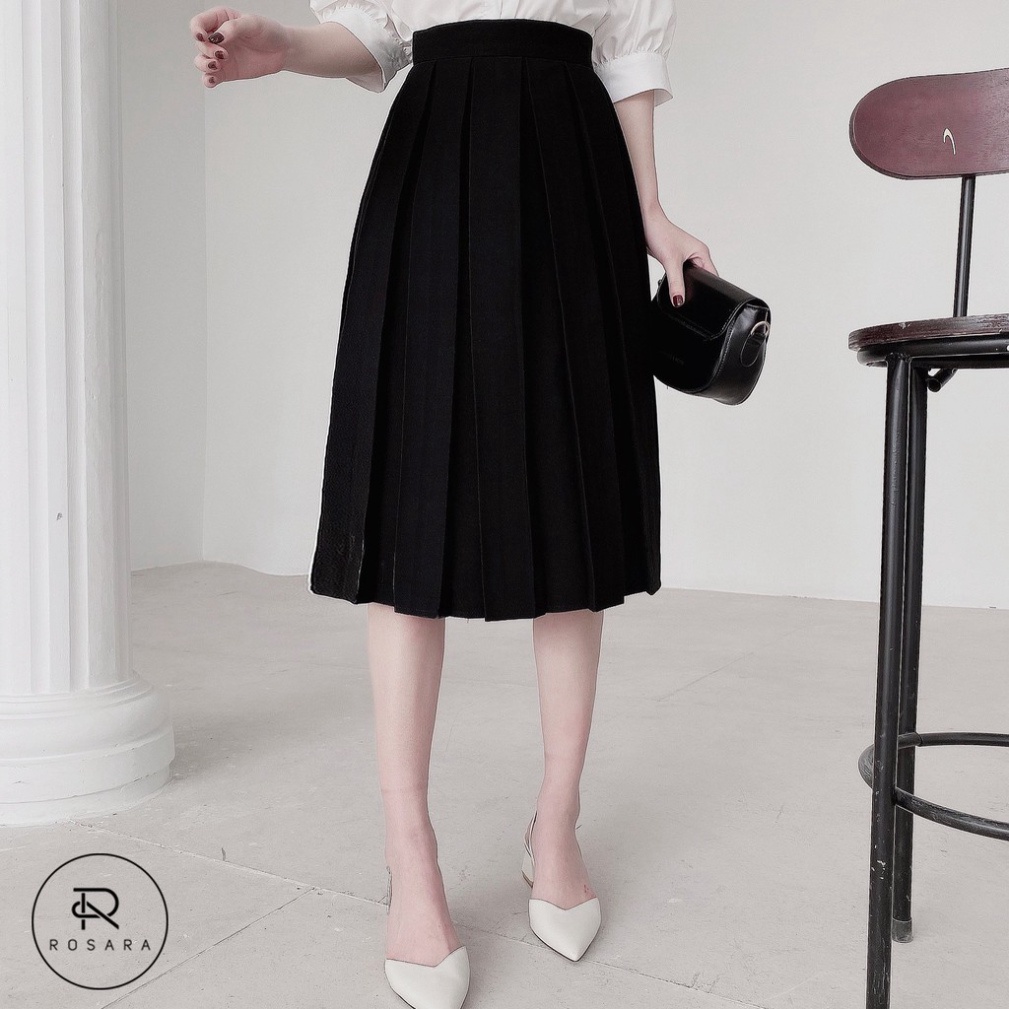 Chân váy dáng xòe tiểu thư dáng dài thời trang nữ ROSARA GG03 - Hàng nhập khẩu