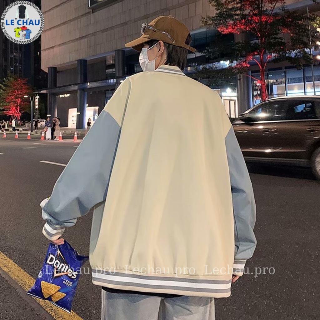 Áo khoác bomber dù phối logo AKD41 LECHAU ulzzang hottrend jacker hai lớp xịn xò chất lượng