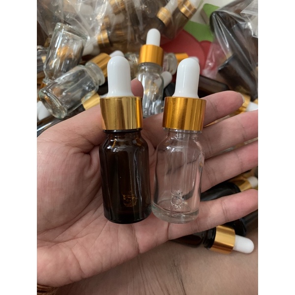 Chai thuỷ tinh 10ml bóp giọt nâu &amp; trong suốt